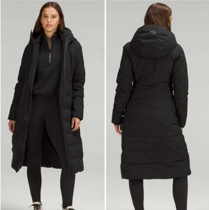 Lululemon Sleet Street Long Jacket Black Size 6 Goose Down Fill 600